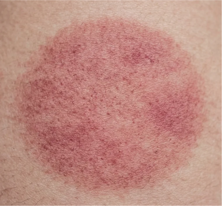 A fresh reddish cupping mark on skin